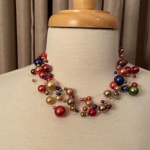 20” Colorful Multi-strand Bauble Necklace & Matching Earrings